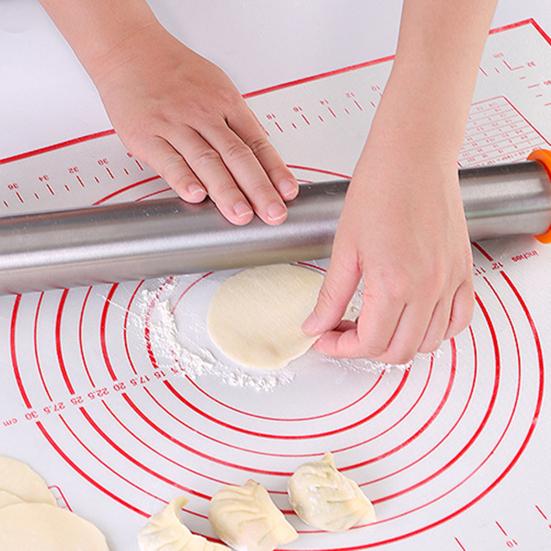 Silicone Baking Mat Non-Stick Pastry Dough Rolling Mat with Measurement Marks Heat-Resistant Cookies Fondant Making Mat Thick Baking Pad