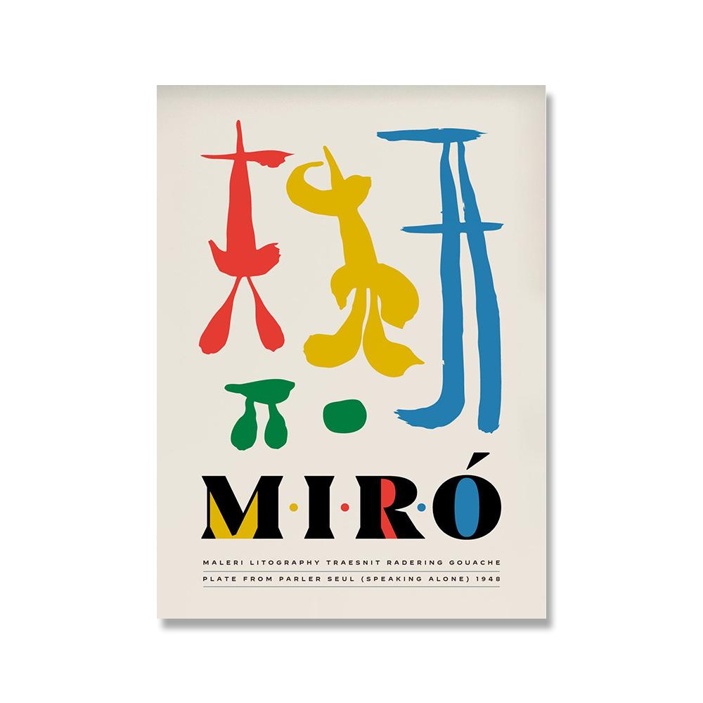 Joan Miro Abstract Animal Portrait Exhibition Poster Modern Retro Wall Art Print Picture Kids Bedroom Decorative Canvas Painting