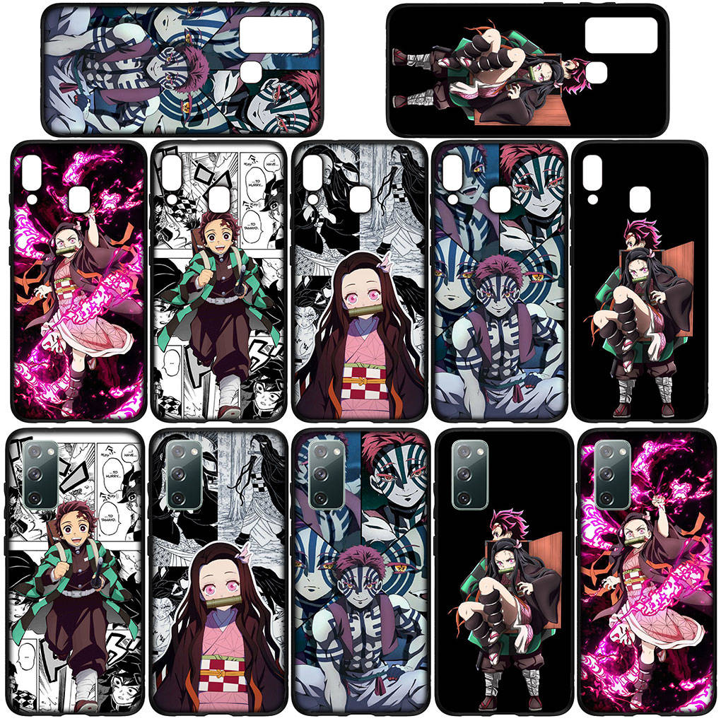 For iPhone 16 15 Xiaomi Redmi Note 14 13 12 11 Pro Max X 16e Samsung Galaxy S25 S24 S23 Moto OPPO Huawei Anime Demon Slayer Tanjirou Nezuko Phone Case
