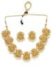 South Indian Temple Gold Plated White Beaded Collarbone Necklace Set with Stud Earrings | Jewellery Set for Women & Girls