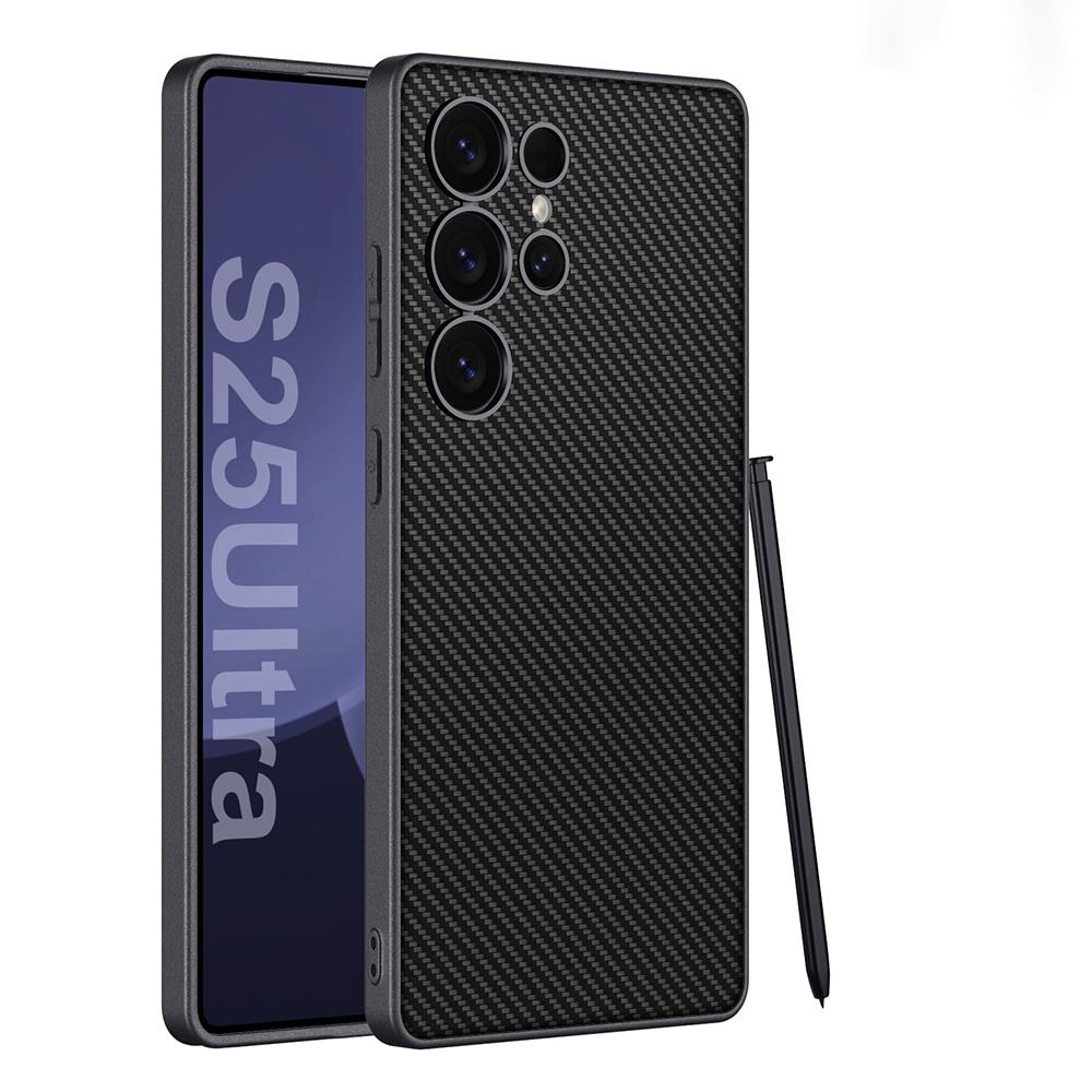 Metallic Lacquer Leather S24Ultra Phone Case For Samsung Galaxy S23 S24 S25 Ultra Hard PC Shell Luxury Skin Protective Cover