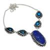 Natural Lapis Lazuli, Quartz 925 Sterling Silver Jewelry Necklace 18" R6w12