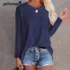 Elegant Solid Color Long Sleeved Cotton T-shirt Tops Women O Neck All Match Harajuku Y2K Female Clothes Loose Casual Tees Femme