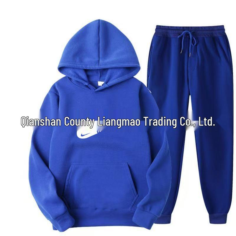 Unisex Solid Color Hooded Sweatshirt Set - Casual Spring/Autumn Two-Piece Tracksuit 2025