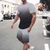 Summer Men's Casual Short Sleeved Set, 2-piece T-shirt Shorts Street Clothing, New Gradient Pattern Clothing, S-2XL