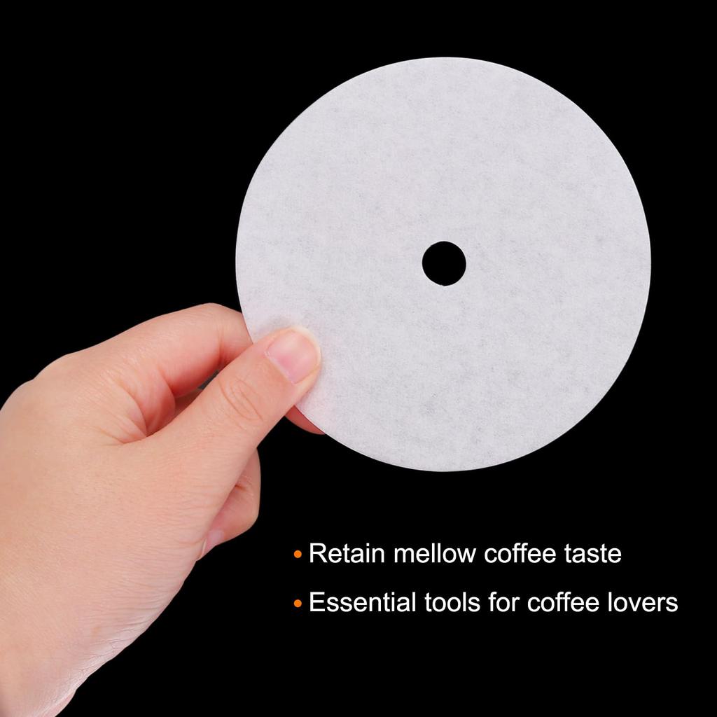 uxcell Round Paper Coffee Filters with Holes, 3.74" OD, for Espresso Makers, Cafes, and Offices, Pack of 400, White