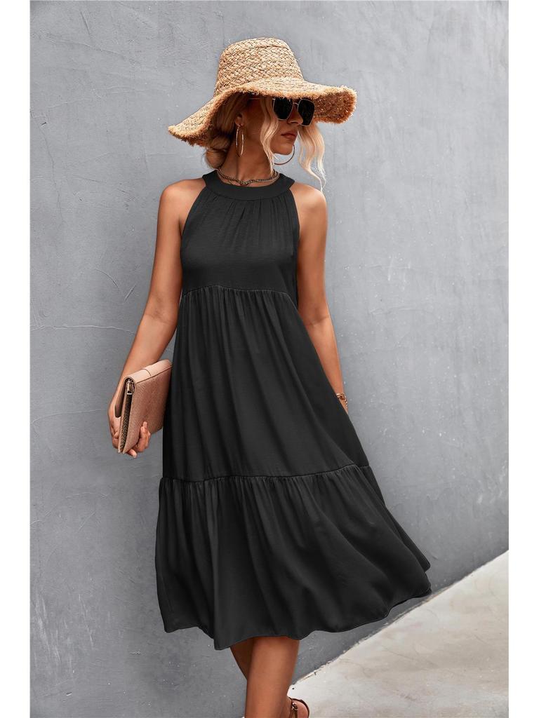 2022 Spring/Summer European and American Women's Loose Casual Halter Neck Dress.