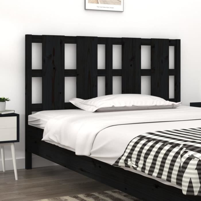 VidaXL Headboard Black 125.5x4x100 Cm Solid Pine Wood 817984