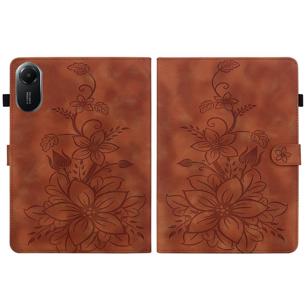 For Xiaomi Redmi Pad 2 Case Lily Flower Imprint Card Slots Leather Tablet Cover