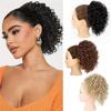 Synthetic Claw Clip In Bun Ponytail Hair Extensions Curly Wavy Ponytail Fluffy Ponytails Hairpiece For Women Daily Wear