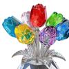Yousheng Faux Crystal Rose Flower Ornament Handmade Bouquet Figurine Mini Flower Vase Decoration Wife Girlfriend Women Wedding Anniversary Birthday