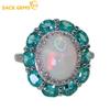 925 Sterling Silver 8*10mm Natural Opal Luxury Rings for Women Created Wedding Engagement Party Fine Jewelry