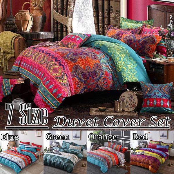 Bohemian Quilt Cover Indian Reversible Comforter Cover Flower Coverlet Cover Bedding Bedclothes Boho Duvet Cover Set