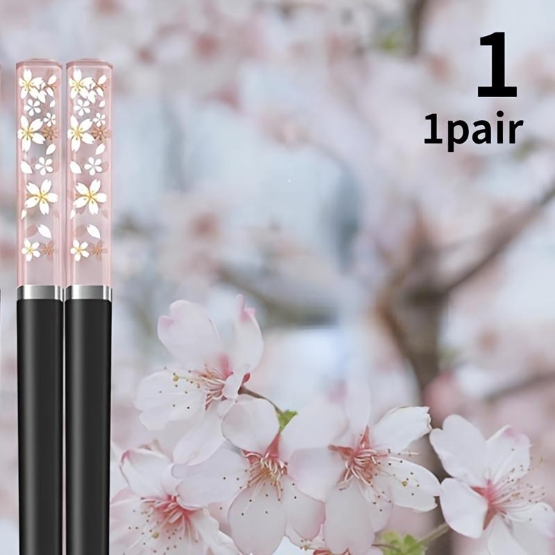 Amber Sakura Chopsticks Antibacterial Anti-slip High Temperature Resistant Reusable for Sushi Food ChopsticksTableware