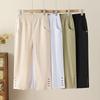 Summer New Cotton Casual Cropped Pants for Women High Waisted Loose Oversized Straight Leg Pants