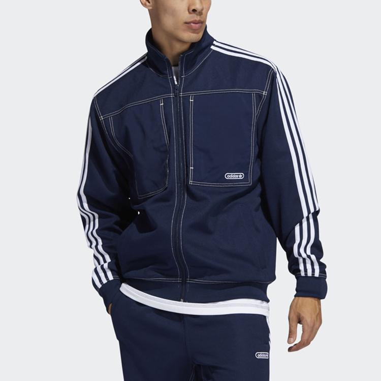 Adidas Originals Trefoil Three-Stripe Track Jacket Men Jackets Collegiate-Navy-Blue GN3807