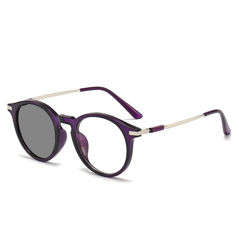 Elderly Ultra-light Anti-blue Photosensitive Gray Glasses Reading Glasses for Women Round Frame Retro Presbyopia Eyewear