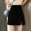Spring/Summer 2023 Black High-Waist A-Line Skirt with Slit - Slim Fit for Women