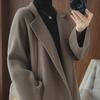 Women's Double-Faced Cashmere Mid-Length Coat, Loose Fit, Knee-Length, High-End 2024 Winter Style, Large Sizes Available.