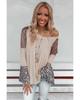 Leopard Sequin Patchwork Bell Sleeve V Neck Tunic Top