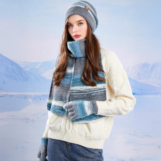 3 шт./компл. Женская зимняя шапка, шарф, перчатки, комплект, утолщенная бархатная подкладка, вязаная шапка