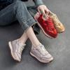2024 Spring New Genuine Leather Sneakers Casual Sports Shoes Round Toe Lacd-up Retro Versatile Women's Flat Shoes
