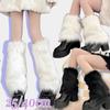 Bow Furry Leg Warmers Faux Fur Knee High Girls Socks Fashion Long Tube Sock Autumn/Winter
