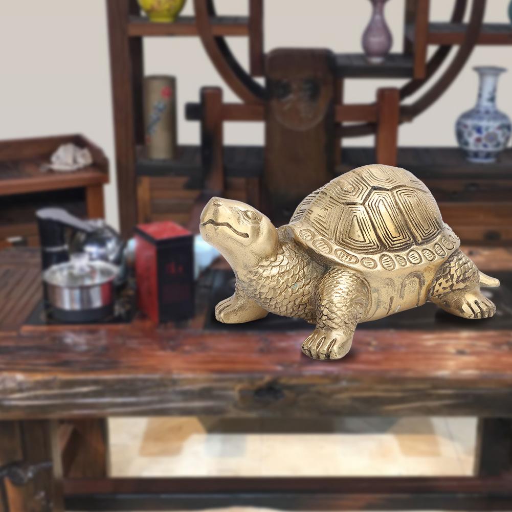 Pure Brass Handmade Longevity Tortoise Home Feng Shui Ornament Gift Symbol of Peace