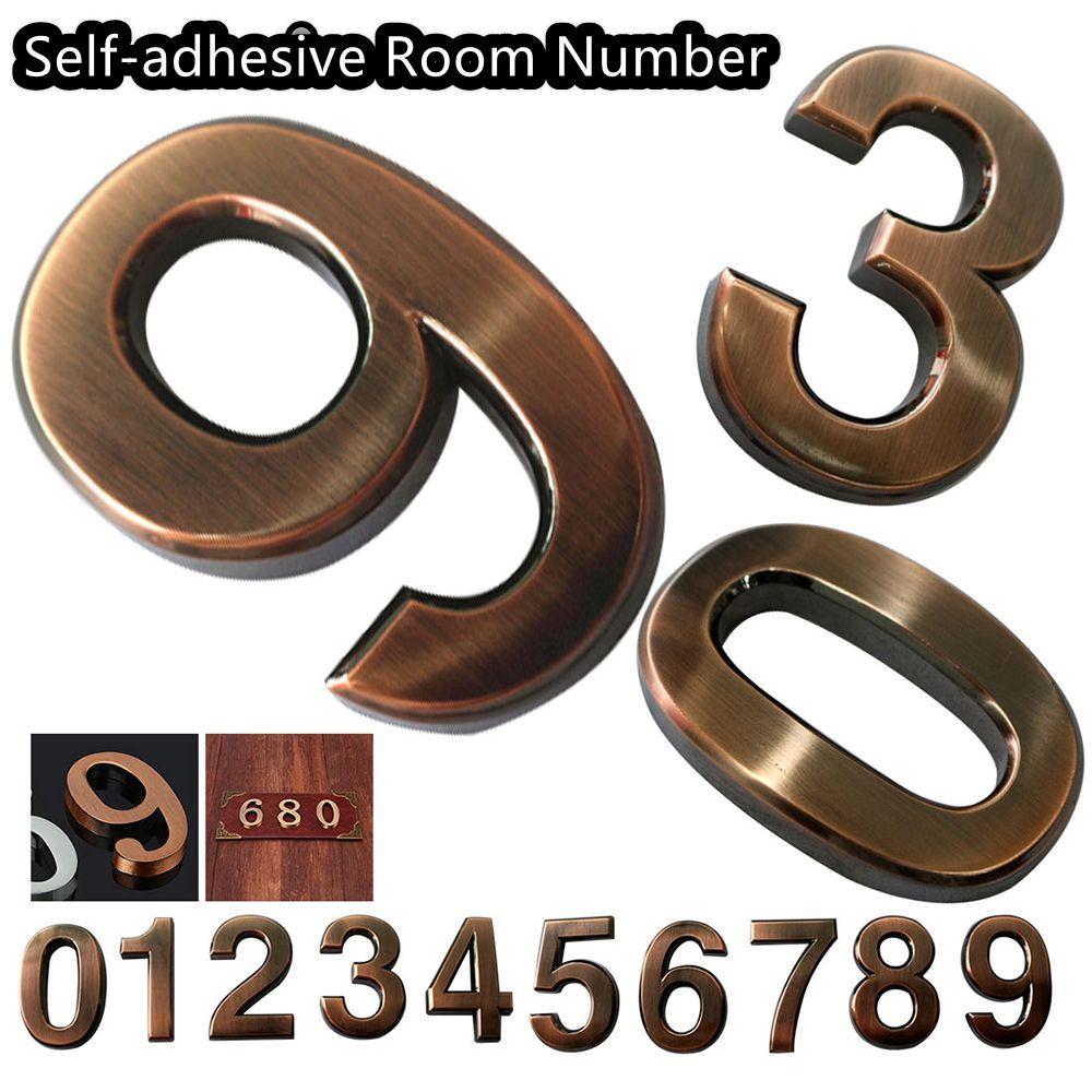1 PC Waterproof Bronze ABS Plastic Numeral Room Number Digits Sticker Address Sign Door Plates