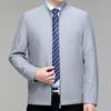 Spring and Autumn New Business Casual Men's Stand Collar Jacket Middle-aged Loose Dad's Large Size Jacket Thin Top