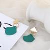 2PCS New Fashion Earrings Ladies Geometric Drop Earrings Punk Metal Earrings Green White Red Jewelry Elegant 3 Colors