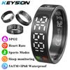 KEYSION New Smart Ring 5ATM Waterproof Step Health Tracker Heart Rate Blood Oxygen Monitor Sleep Monitoring LCD Display for Android IOS