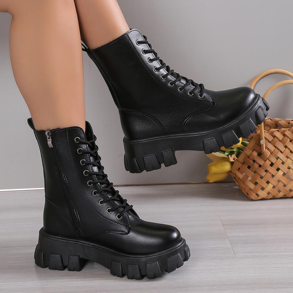 Fashion Winter Silver Crystal Thick Sole Ankle Boots Women's Thick Sole Motorcycle Boots Women's Luxury Rhinestone Punk Shoes Size 35-43