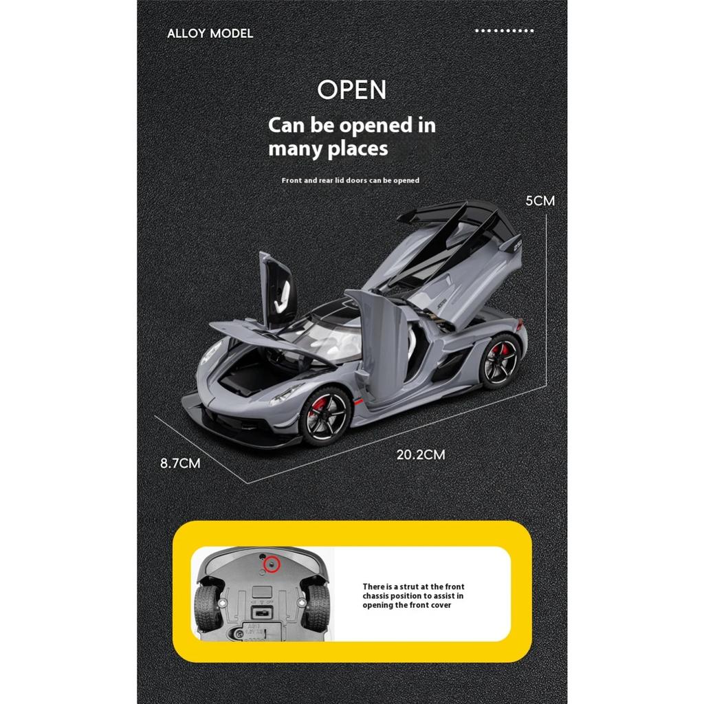 1/22 Metal Die Cast Koenigsegg JESKO Supercar Model Racing Gift Boy Simulation Sound and Light Retraction Collection Ornaments
