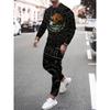 2024 3d Bear Print Long-Sleeved Trousers Street Wear Two-Piece Suit Mens Casual Fashion Trend Comfortable Suit