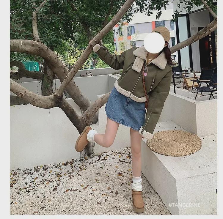 Zhou Dongyu's 2024 Autumn/Winter Women's Fur & Velvet Warm Short Snow Boots with Thick Soles