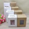 10 шт. угловых коробок с окошком 7x7x8/10/12/14/16 см, бумажная упаковочная коробка, подарочная коробка из крафт-бумаги для конфет и свадебного подарка