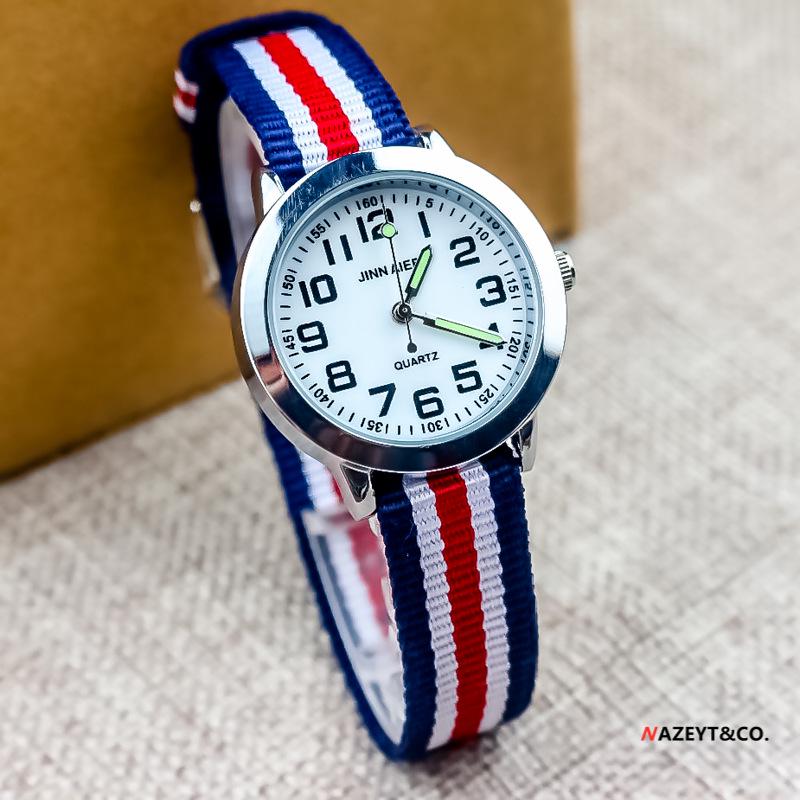 Детские повседневные спортивные цифровые кварцевые часы со светящимися стрелками и нейлоновым ремешком