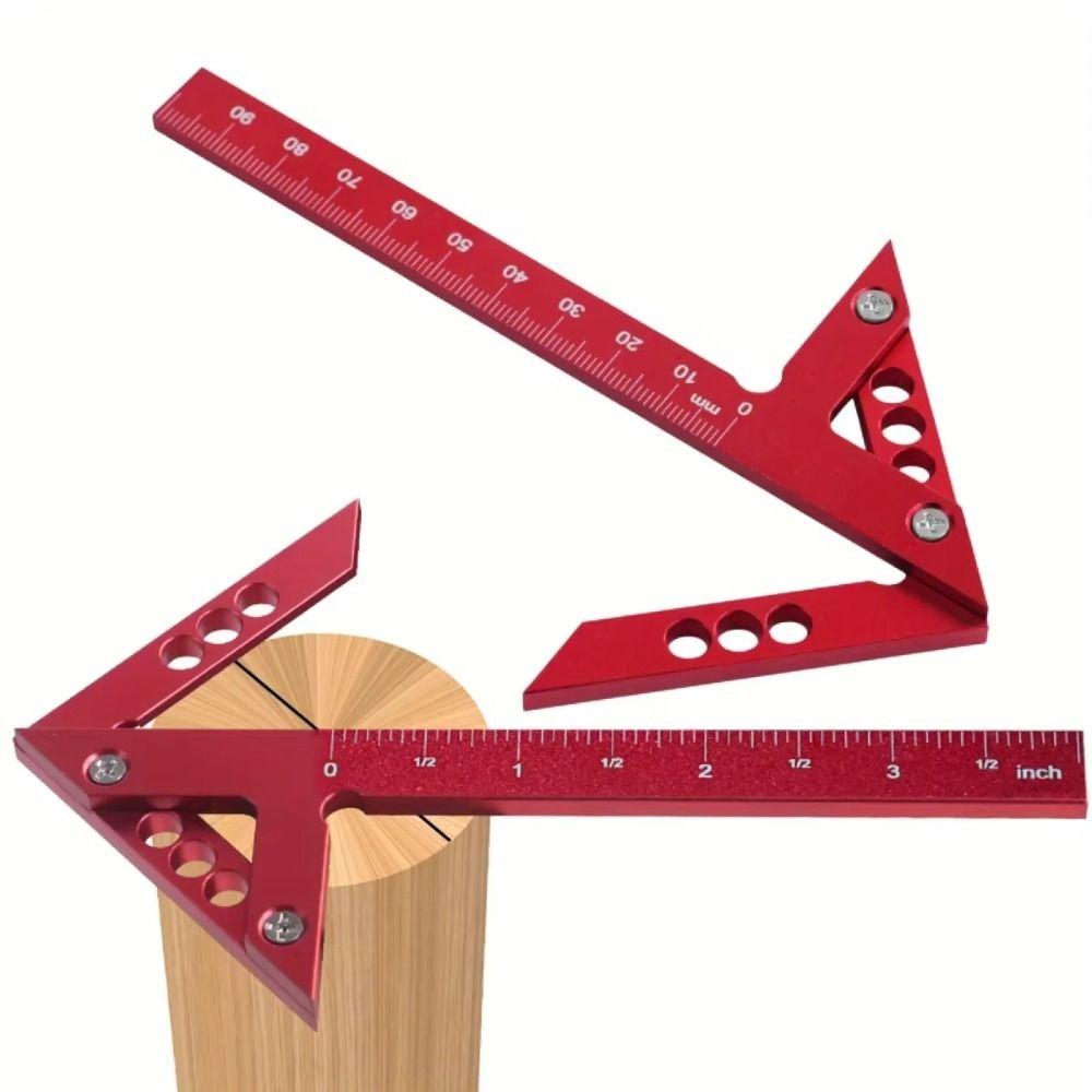 Portable Center Scribe 45/90° Carpenter Ruler Durable Right Angle Line Gauge  Wood Measuring Tool
