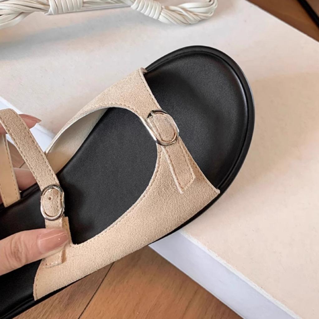 Yuanlitong Summer New Thick-soled Slippers Women's Wear High-end Double-row One-word with Temperament Versatile Sandals Women's Summer