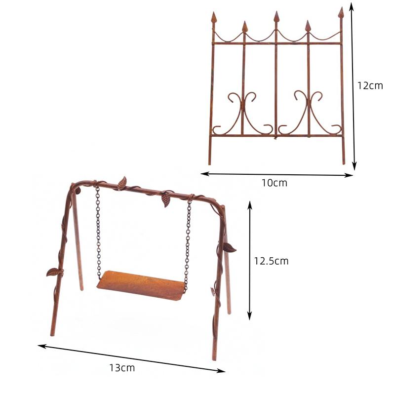 1:12 Dollhouse Miniature Wrought Iron Rust Fence Swing Furniture Home Model Decor Toy Doll House Accessories
