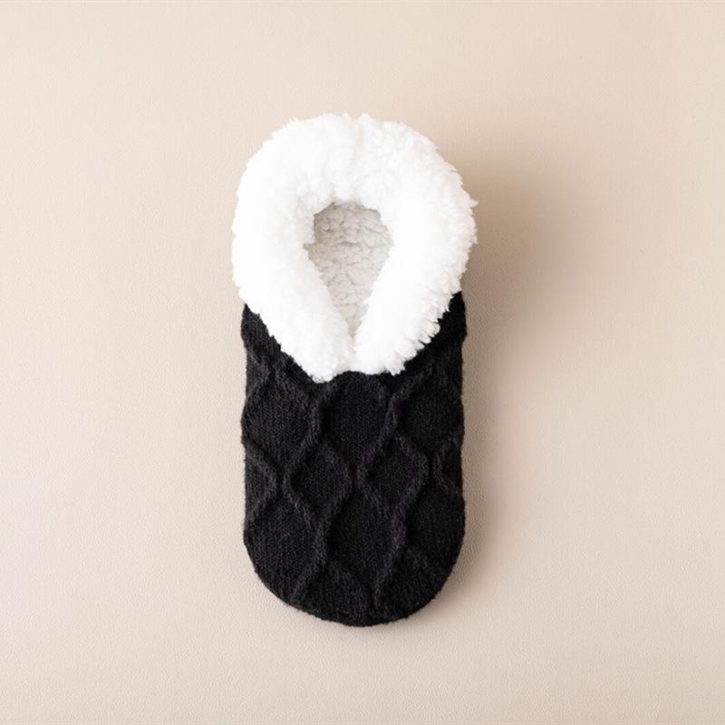 1Pair Thickened Warm Non Slip Floor Socks Velvet Shoes Home Use Women's Winter