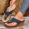 Large Size Slope Heel Slippers Women's Summer New Style Light Outside Wearing Flip-flops Women