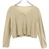 FOXEY Made In Japan Long Sleeve Knit Cardigan Beige Women Used