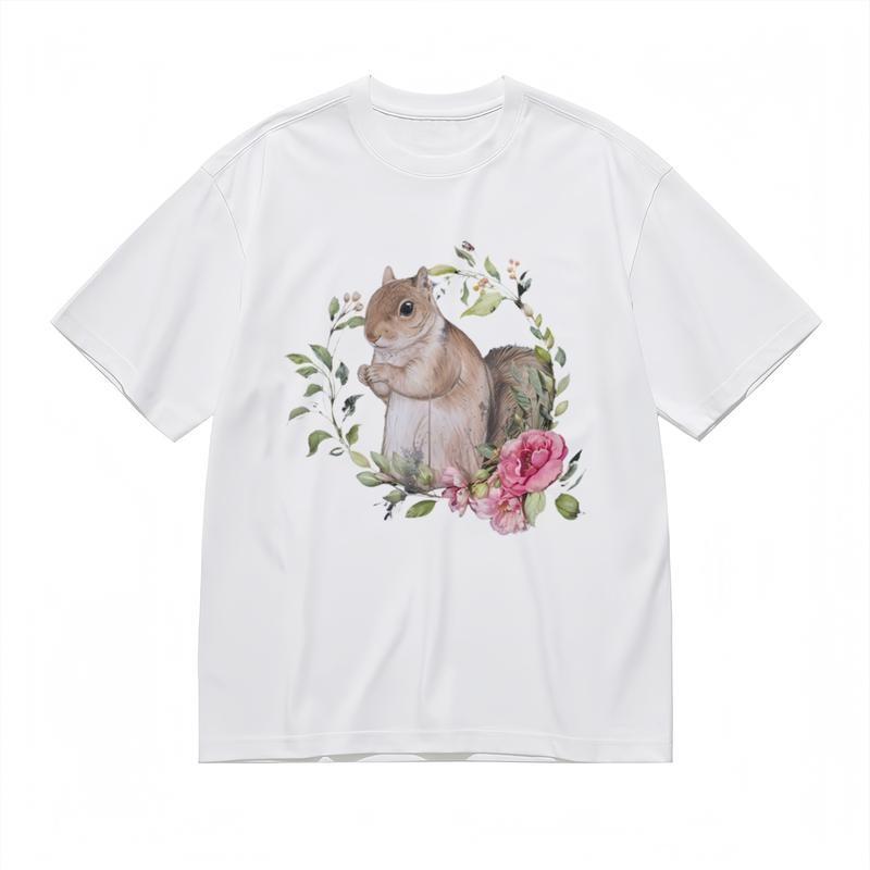Women's Comfortable Comfy Classic T-Shirt Nature Inspired Squirrel Graphic Tee