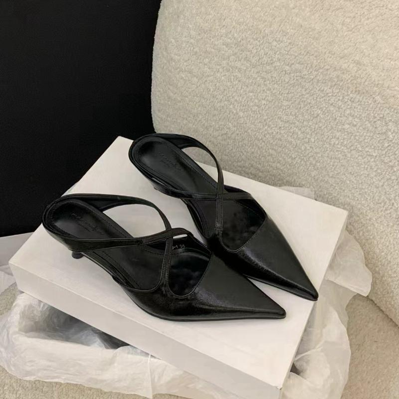 Fashion SUOJIALUN 2025 New Brand Women Slipper Fashion Pointed Toe Slip On Ladies Elegant Mules Shoes Thin Low Heel Outdoor Dress Pumps