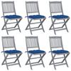 Day and Night - Day and Night Folding Garden Chairs 6 Units Cushions Solid Acacia Wood