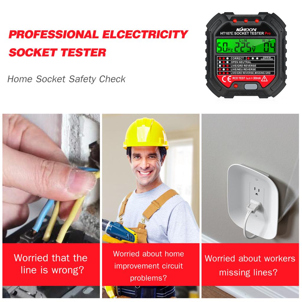 KKmoon GFCI Outlet Tester with Voltage Display 90-250V Socket Tester Automatic Electric Circuit