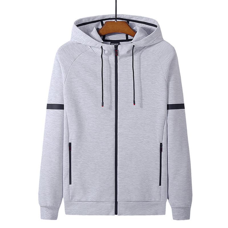 New Spring Autumn Cotton Men's Jacket Zipper Cardigan Sports Hooded Top Fashion Knitted Jacket L-8XL