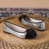 Brand Designer Square Toe Silver Camellia Flat Shoes Women's Comfortable Soft Sole Shallow Mouth Slip On Casual Loafer 2024